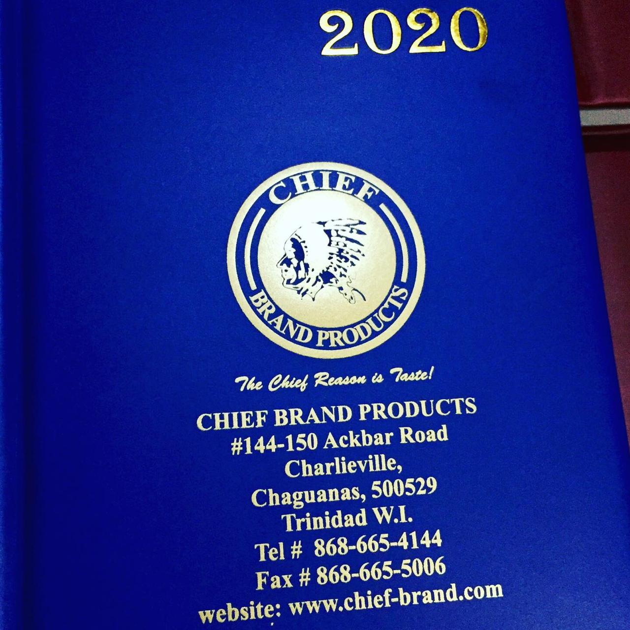 Blue cover marked 2020 with gold Chief Brand Products logo and lettering.